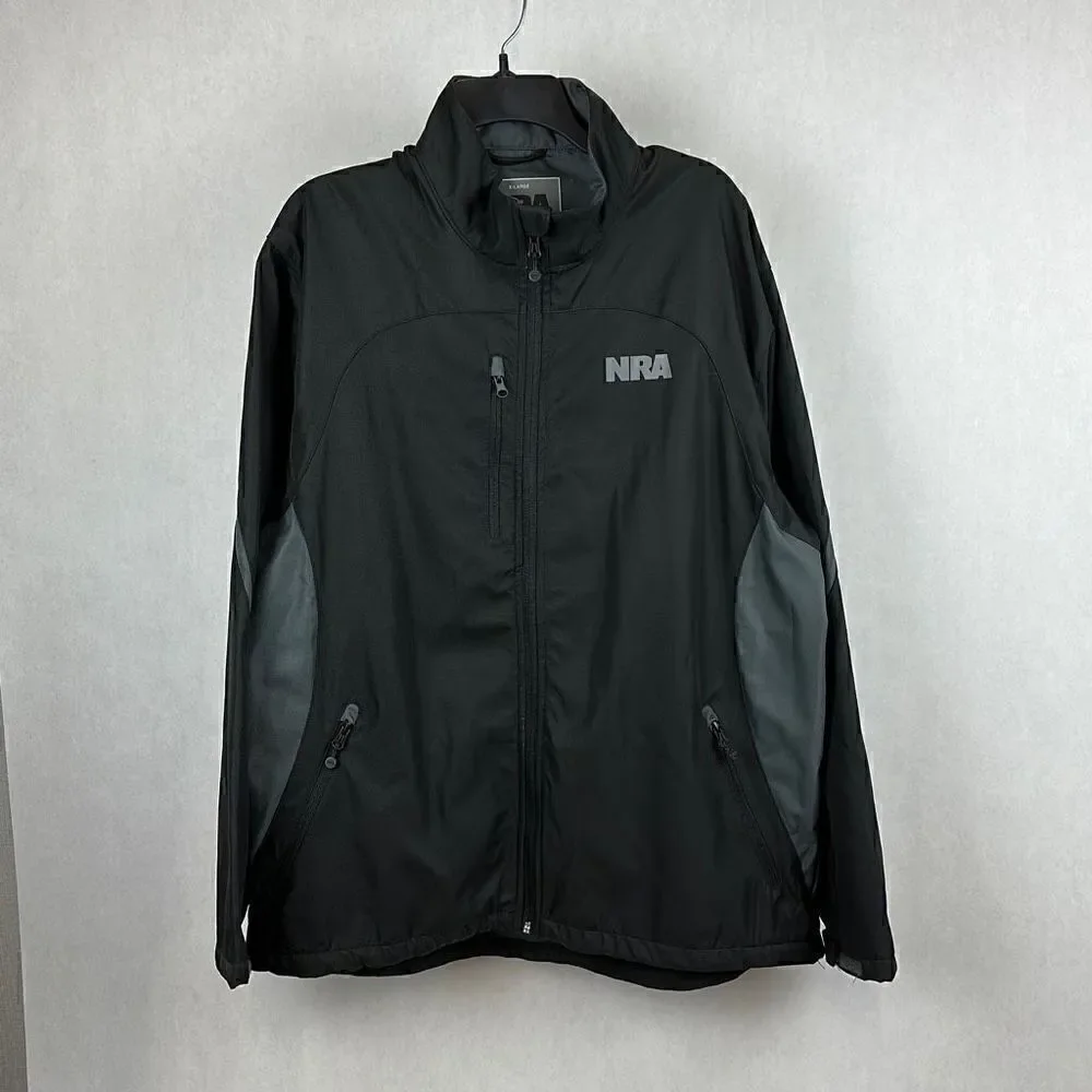 NRA Lightweight Jacket Size XL Black Gray Windbreaker